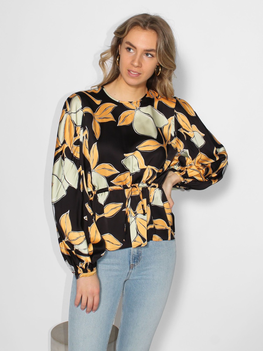 Women Stine Goya Tops And Blouses | Ellis, Viscose Mix Top With Print Black