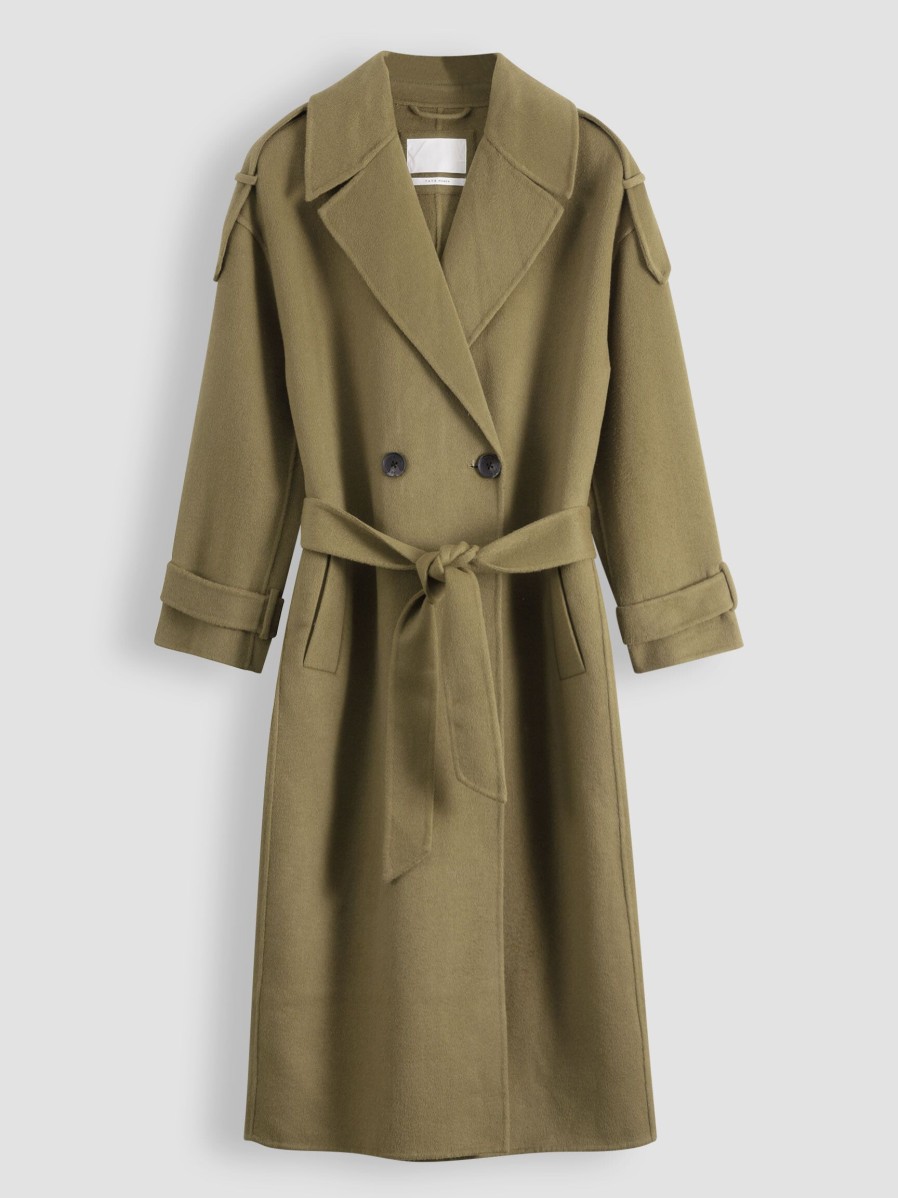 Women Yaya Outerwear | Wool Mix Coat Olive Green