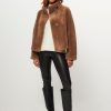 Women Studio AR Outerwear | Mallow, Wool Mix Teddy Reversible Jacket Camel