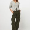 Women Gestuz Pants And Jumpsuits | Chinea, High Waist Loose Fit Cargo Pants Dark Green