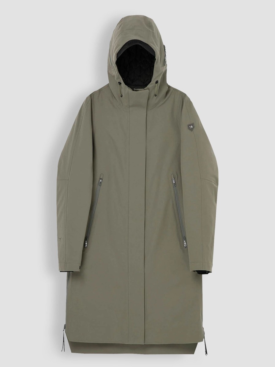 Women Krakatau Outerwear | Qw427, Technical Padded Parka Greygreen