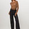 Women Lois Pants And Jumpsuits | Rosa, Cotton Mix Wide Leg Coated Jeans Black