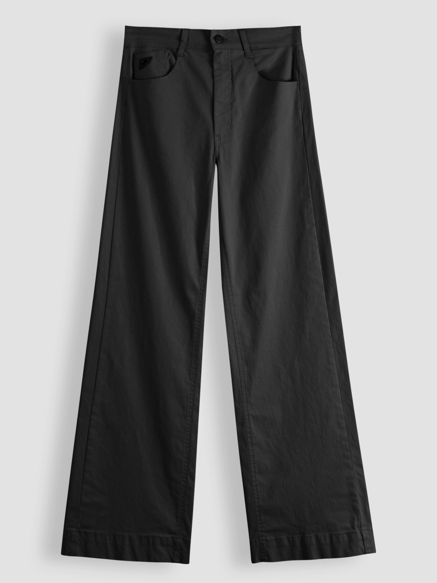 Women Lois Pants And Jumpsuits | Rosa, Cotton Mix Wide Leg Coated Jeans Black