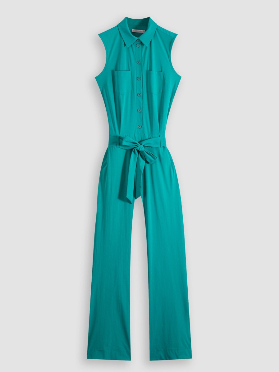 Women Studio Anneloes Pants And Jumpsuits | Angel, Medium Travel Jersey Jumpsuit Bluegreen