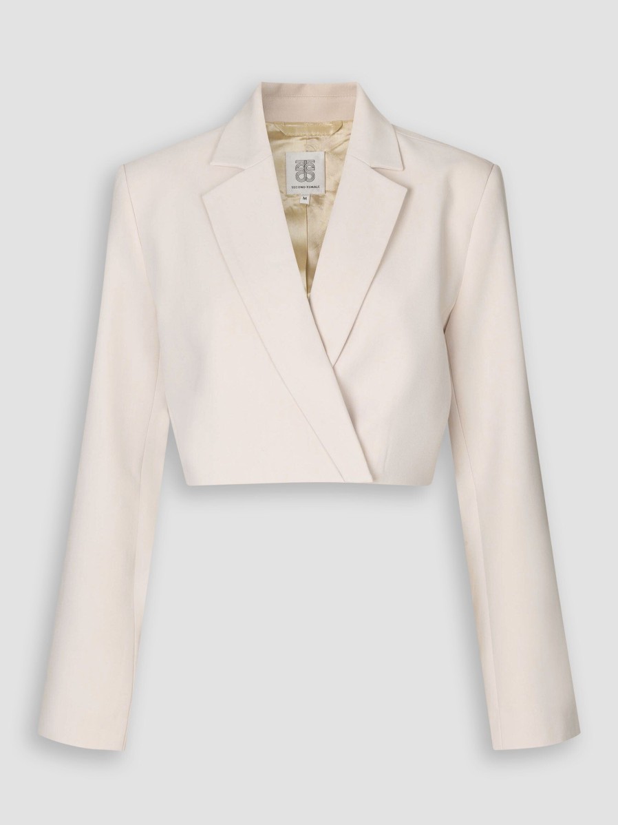 Women Second Female Blazers And Jackets | Levien, Viscose Mix Cropped Blazer Ecru