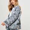 Women Ruby Tuesday Blazers And Jackets | Mansi, Cotton Mix Jacket With Pattern Blue