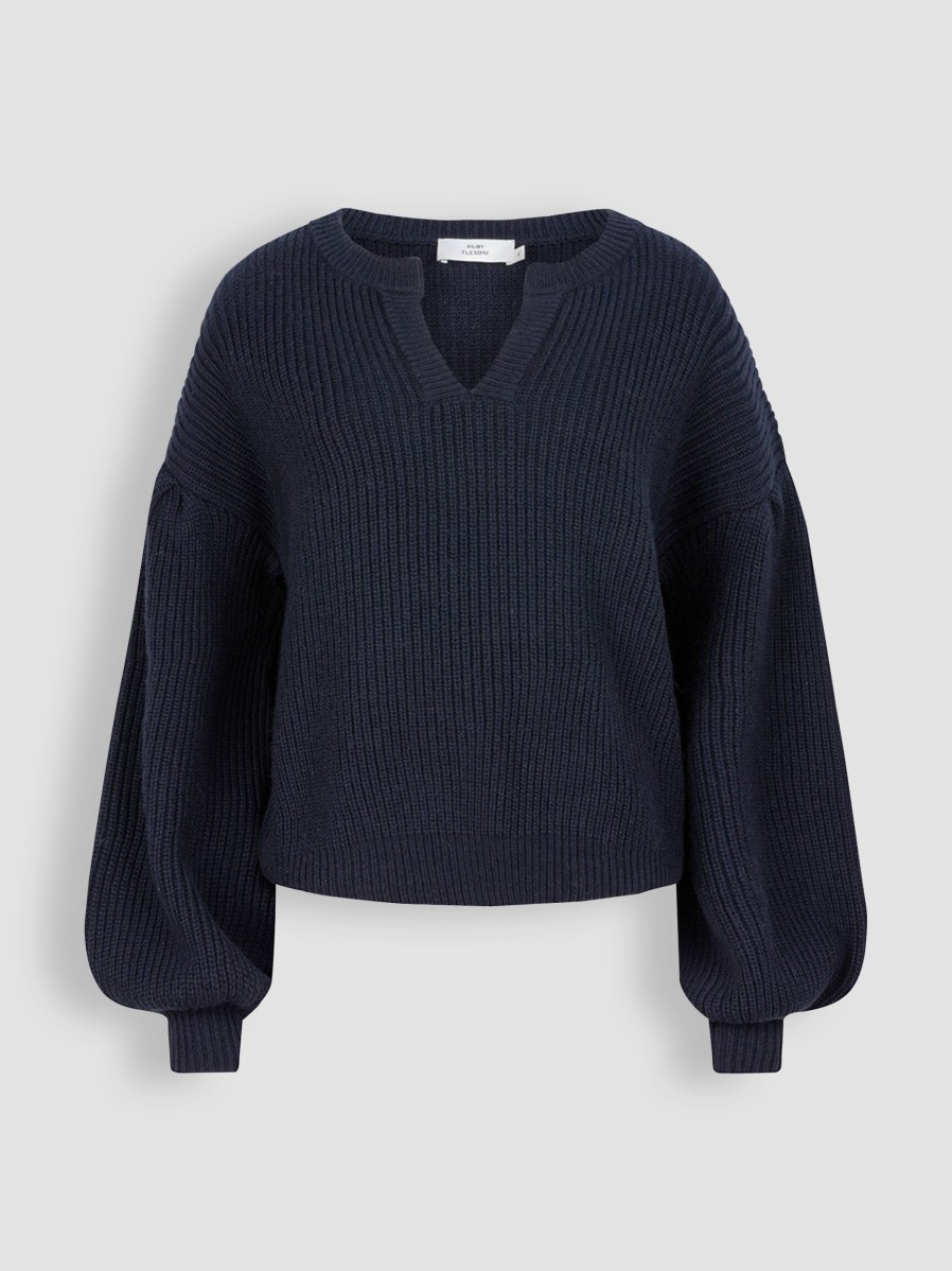 Women Ruby Tuesday Sweaters And Cardigans | Vianca, Wool Mix Rib Jumper Dark Blue