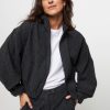 Women American Vintage Outerwear | Dopabay, Wool Mix Melange Bomberjack Dark Grey