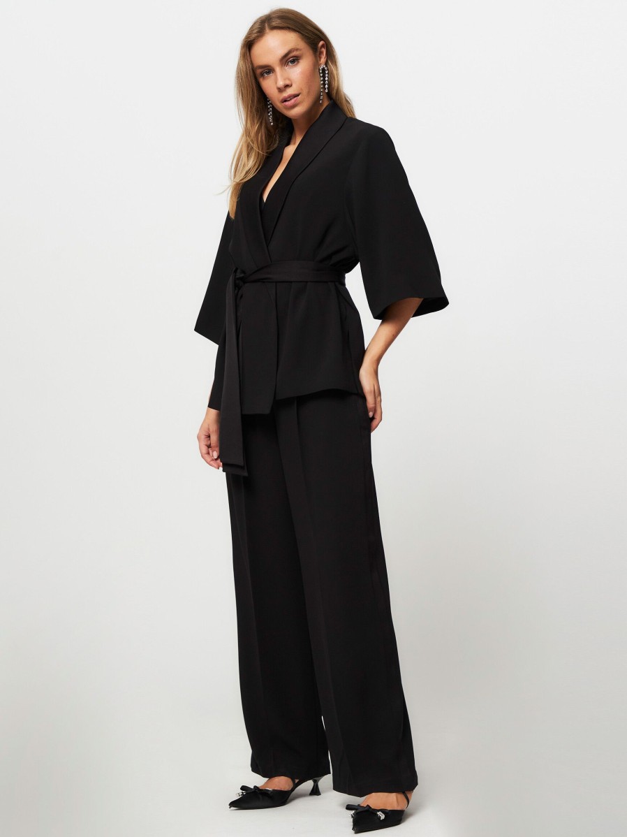 Women Zenggi Blazers And Jackets | Woven Kimono Black