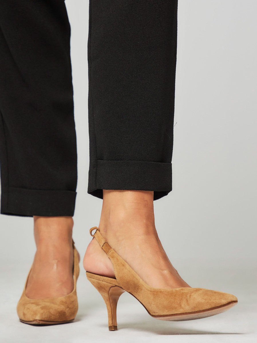 Women Brown Dot. Pumps And Slingbacks | Grace, Suede Slingbacks Camel