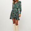 Women Suncoo Dresses And Tunics | Celly, Woven Wrap Over Dress With Print Green