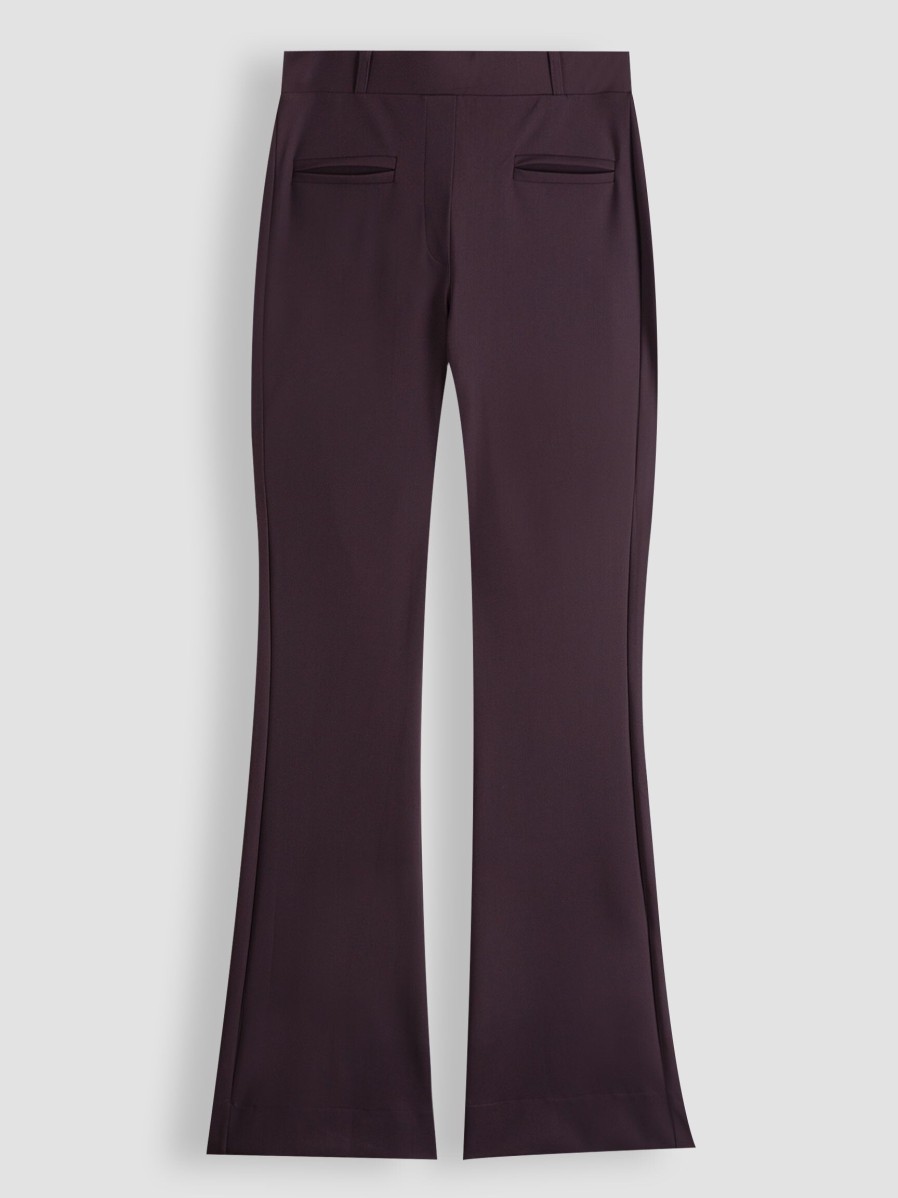 Women Studio Anneloes Pants And Jumpsuits | Lio, Bonded Travel Jersey Flared Trousers Aubergine