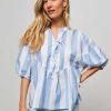 Women Bellerose Tops And Blouses | Agadir, Cotton Top With Striped Pattern Blue