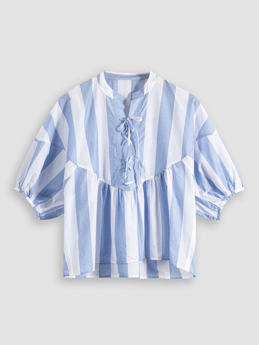 Women Bellerose Tops And Blouses | Agadir, Cotton Top With Striped Pattern Blue