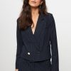 Women Studio Anneloes Blazers And Jackets | Ocean, Viscose Mix Cropped Blazer With Lurex Dark Blue