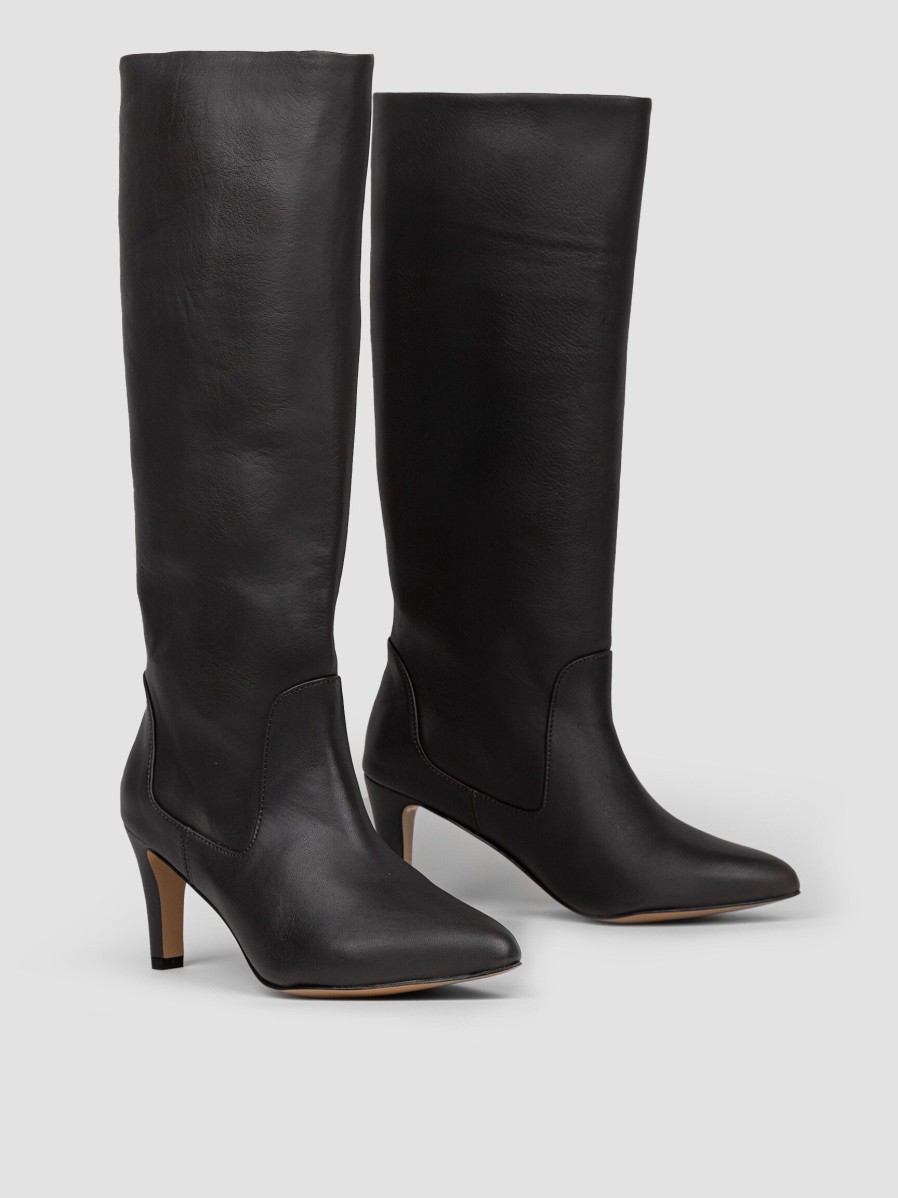 Women Anonymous Copenhagen Boots | Valle, Leather High Boots Dark Grey