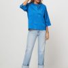 Women Nathalie Vleeschouwer Tops And Blouses | Bliss, Cotton Mix Poplin Blouse Blue