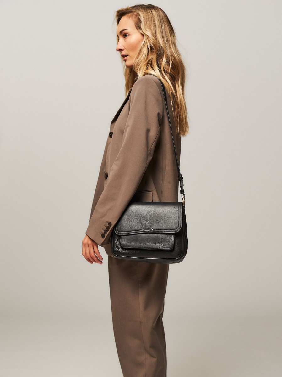 Women Sessun Bags | Niu Tano, Leather Shoulderbag Black