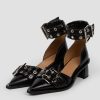 Women Ganni Sandals | Patent Leather Sandals Black