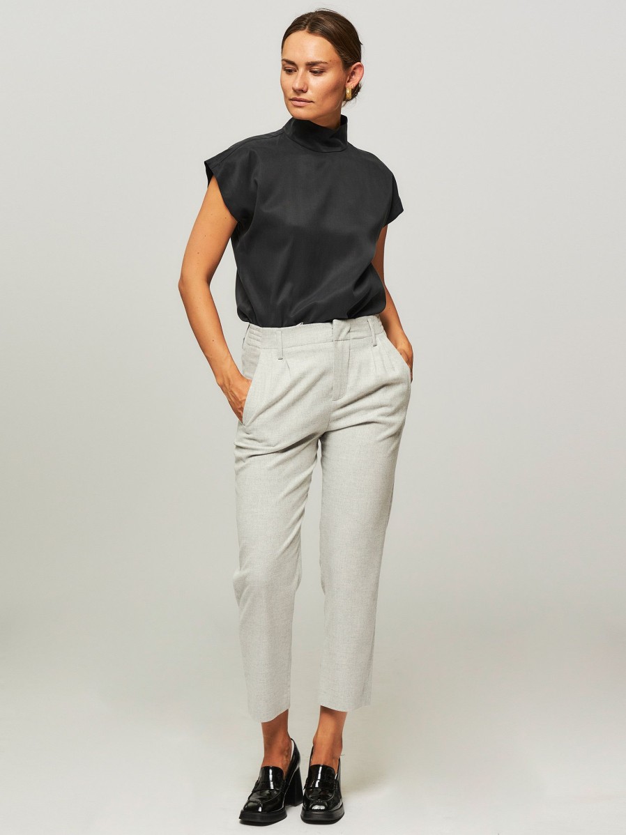 Women Drykorn Pants And Jumpsuits | Dispatch, Viscose Mix Melange Trousers Light Grey