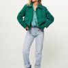 Women Suncoo Blazers And Jackets | Enzo, Woven Tweed Jacket Green