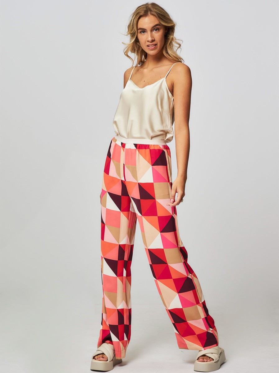 Women Trvl Drss Pants And Jumpsuits | Woven Palazzo With Print Red