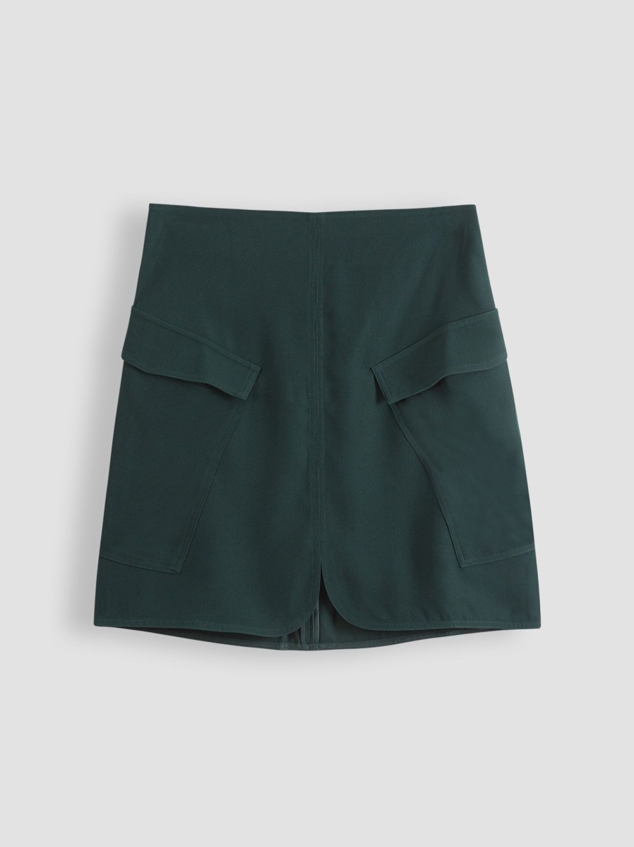 Women Another-Label Skirts | Mabel, Woven Cargo Skirt Dark Green