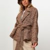 Women Zenggi Outerwear | Cotton Mix Coat With Pattern Brown