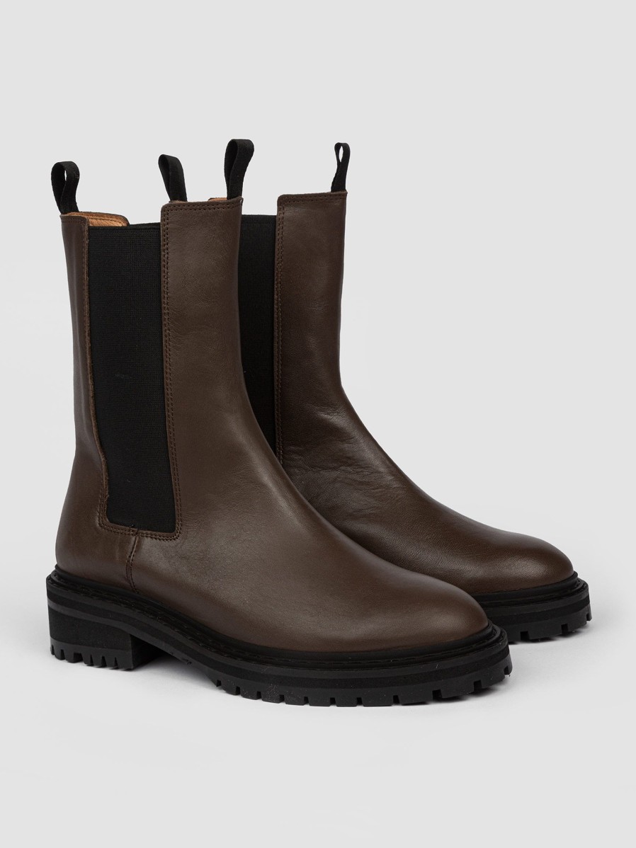 Women Anonymous Copenhagen Boots | Haily Sport, Leather Chelsea Boots Dark Brown