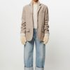 Women Graumann Outerwear | Cornelia, Wool Mix Coat With Striped Pattern Sand