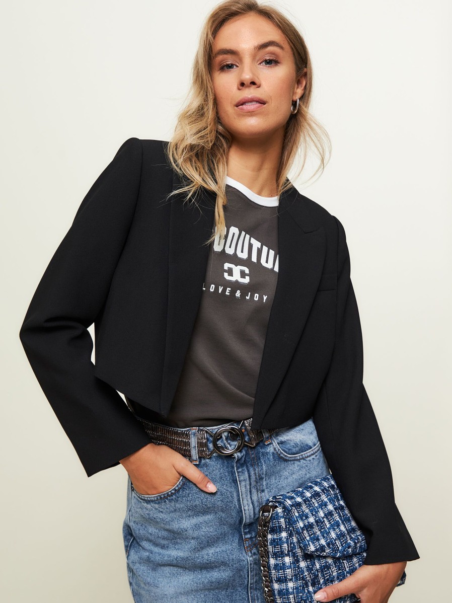 Women Co'Couture Blazers And Jackets | Vola, Viscose Mix Cropped Blazer Black