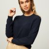 Women Colorful Standard Sweaters And Cardigans | Organic Merino Wool Jumper Dark Blue