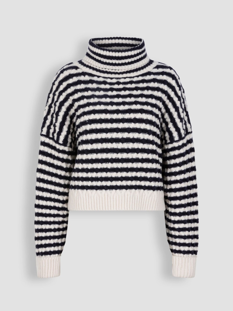 Women Dante 6 Sweaters And Cardigans | Veneto, Wool Mix Turtleneck With Pattern Cream