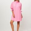 Women Essentiel Antwerp Dresses And Tunics | Elon, Cotton Mix Dress With Waffle Structure Pink