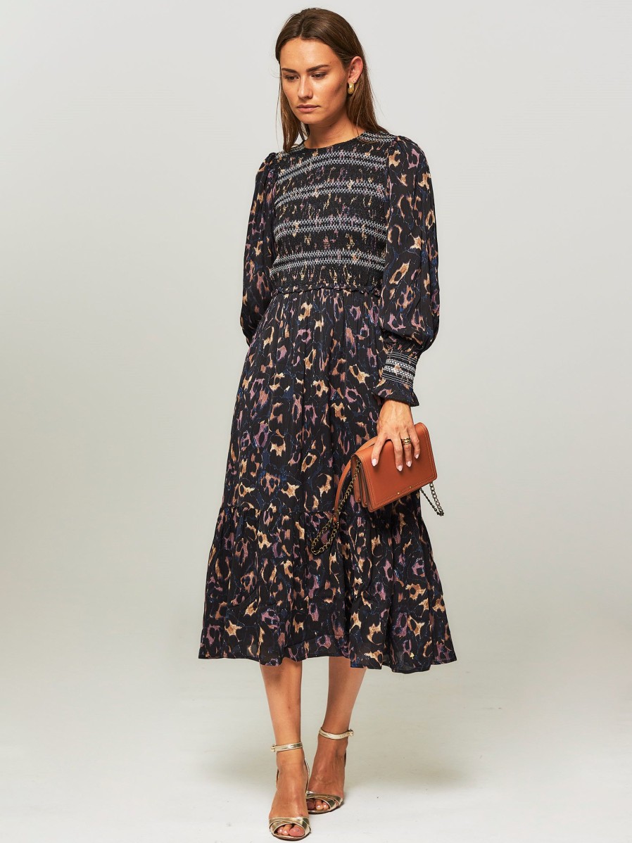 Women Fabienne Chapot Dresses And Tunics | Caro, Viscose Dress With Print Black