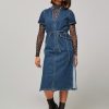 Women Baum und Pferdgarten Dresses And Tunics | Amita, Organic Cotton Denim Dress Dark Blue