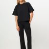 Women Graumann Pants And Jumpsuits | Juri, Viscose Mix Cropped Flared Trousers Black