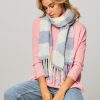 Women Becksondergaard Scarves | Alpaca Mix Teddy Scarf With Checkered Pattern Light Blue