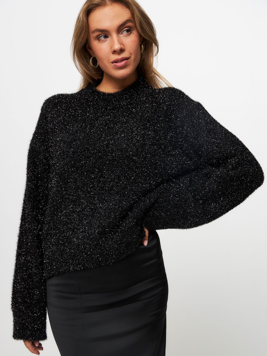 Women Second Female Sweaters And Cardigans | Lamilla, Knitted Lurex Jumper Black