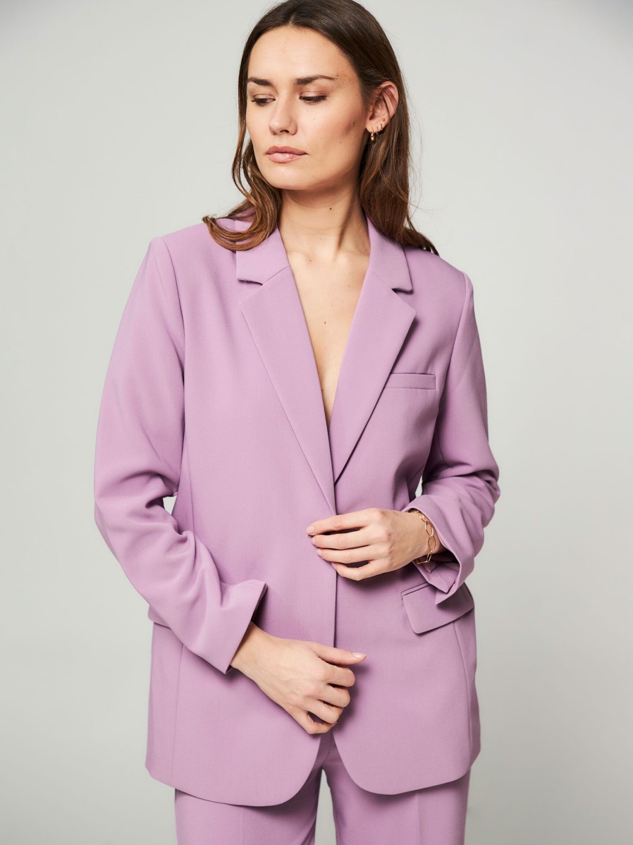 Women Modstrom Blazers And Jackets | Gale, Rayon Mix Long Fit Blazer Purple