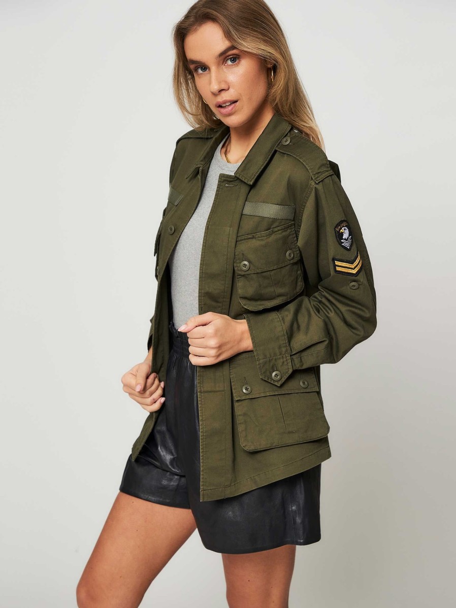 Women Five Paris Blazers And Jackets | Vinicius, Cotton Overshirt Khaki