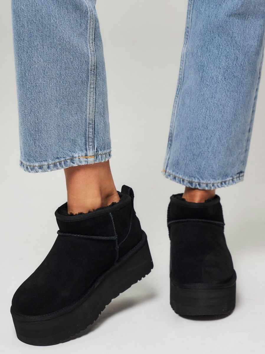 Women Ugg Boots | Classic Ultra Mini Plateau Ankle Boots Black