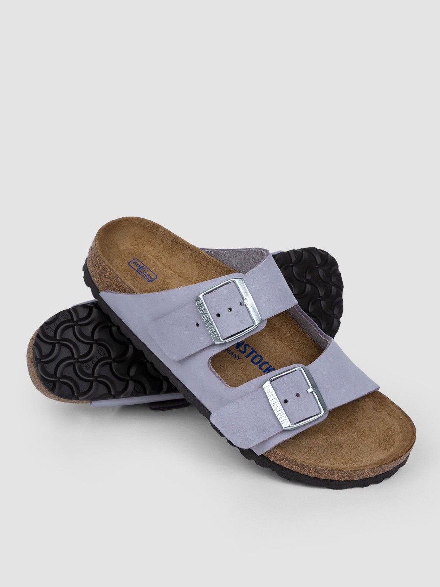 Women Birkenstock Flip Flops | Arizona, Nubuck Big Buckle Flip Flops Lilac