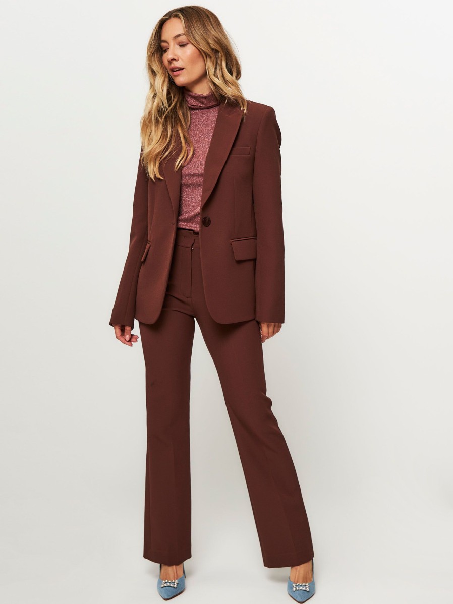 Women Essentiel Antwerp Pants And Jumpsuits | Ecarp, Woven Flared Fit Trousers Brown