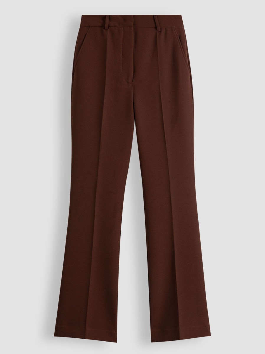 Women Essentiel Antwerp Pants And Jumpsuits | Ecarp, Woven Flared Fit Trousers Brown