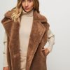 Women Alter Ego Outerwear | Marly, Wool Mix Reversible Teddy Bodywarmer Camel