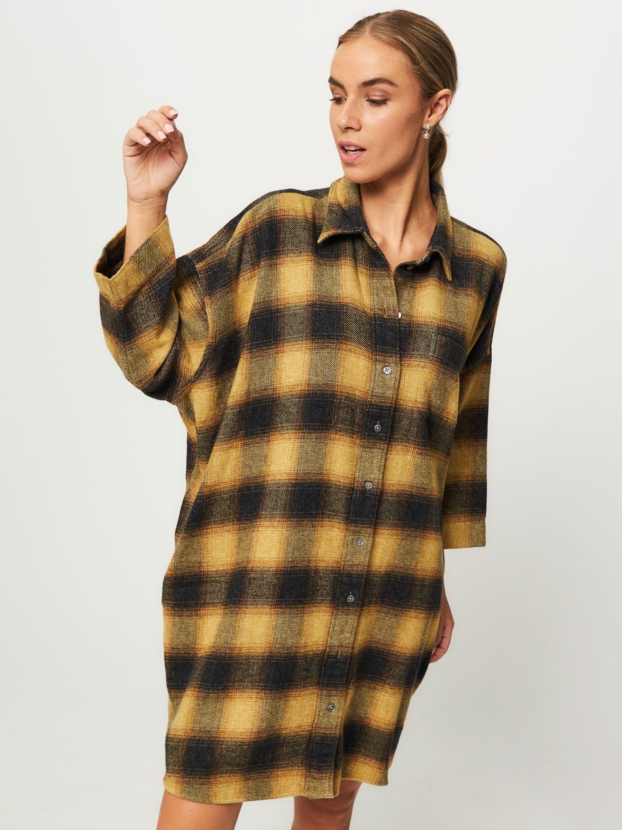 Women Bellerose Dresses And Tunics | Gladys, Cotton Button Down Dress Mustard