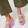 Women Brown Dot. Sandals | Lulu, Patent Leather Wedges Lilac