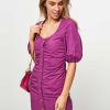 Women Ganni Dresses And Tunics | Organic Cotton Button Down Dress Purple