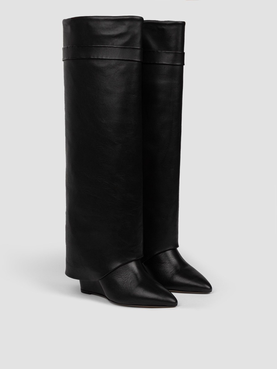 Women Silver Grace Boots | Jacky, Leather High Boots Black